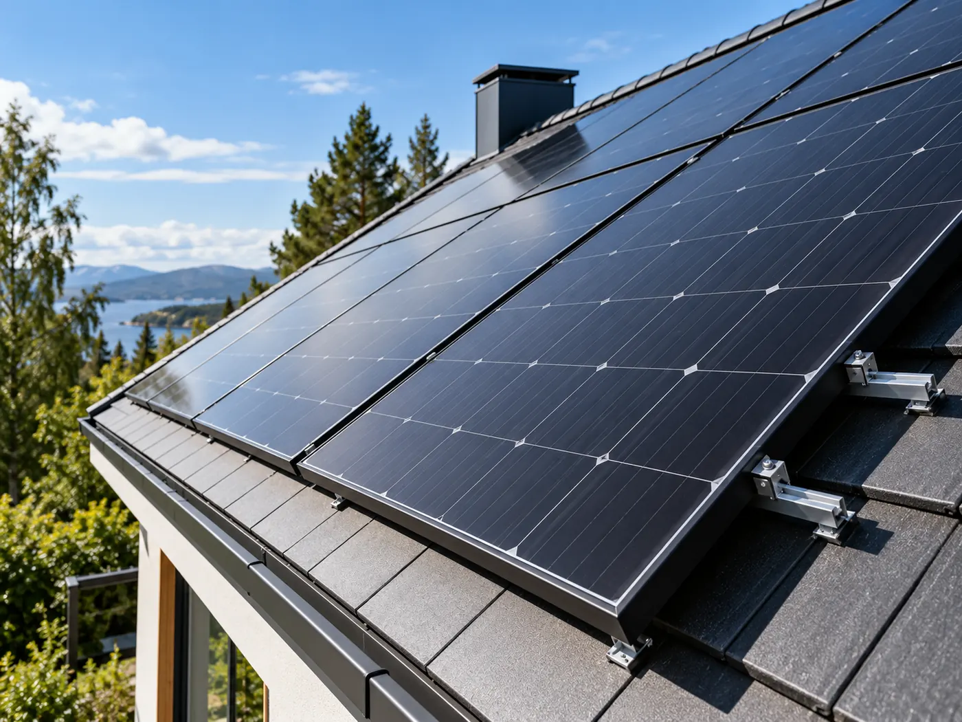 KI-Visualisierung: Solarmodule auf einem Hausdach